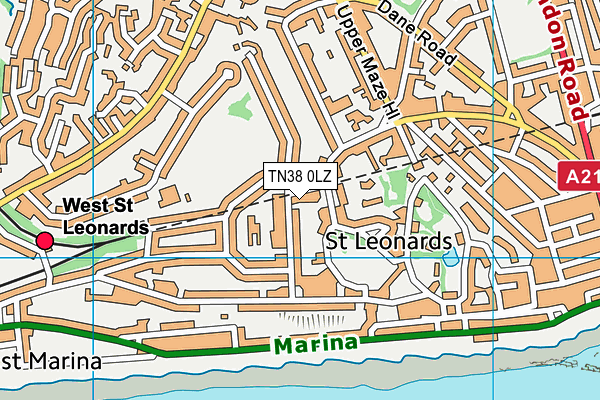 TN38 0LZ map - OS VectorMap District (Ordnance Survey)