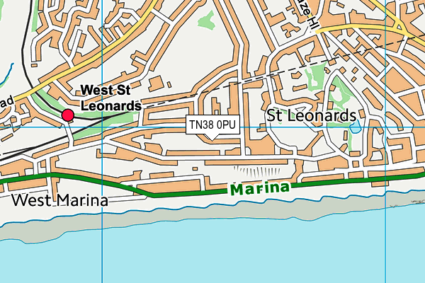 TN38 0PU map - OS VectorMap District (Ordnance Survey)