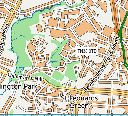 TN38 0TD map - OS VectorMap District (Ordnance Survey)