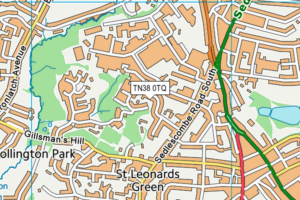 TN38 0TQ map - OS VectorMap District (Ordnance Survey)