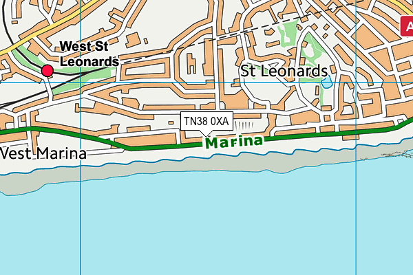 TN38 0XA map - OS VectorMap District (Ordnance Survey)