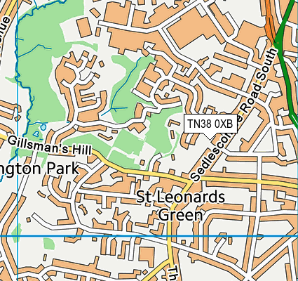 TN38 0XB map - OS VectorMap District (Ordnance Survey)