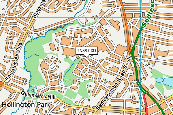 TN38 0XD map - OS VectorMap District (Ordnance Survey)