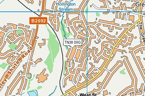 TN38 0XG map - OS VectorMap District (Ordnance Survey)