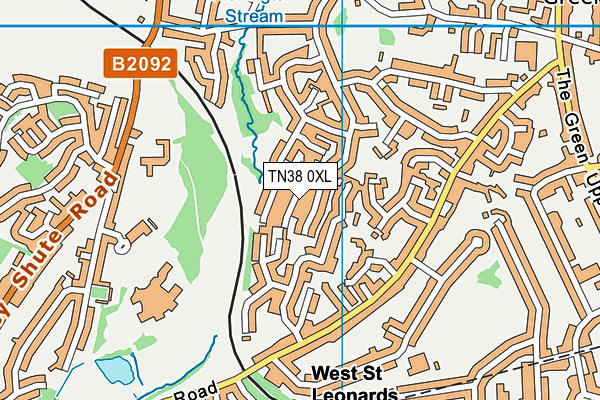 TN38 0XL map - OS VectorMap District (Ordnance Survey)
