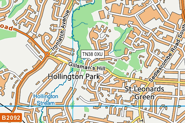 TN38 0XU map - OS VectorMap District (Ordnance Survey)