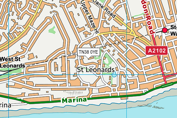 TN38 0YE map - OS VectorMap District (Ordnance Survey)