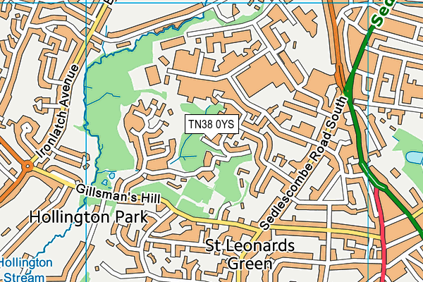TN38 0YS map - OS VectorMap District (Ordnance Survey)