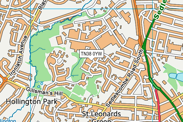 TN38 0YW map - OS VectorMap District (Ordnance Survey)