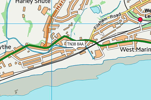 TN38 8AA map - OS VectorMap District (Ordnance Survey)