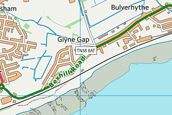 TN38 8AT map - OS VectorMap District (Ordnance Survey)