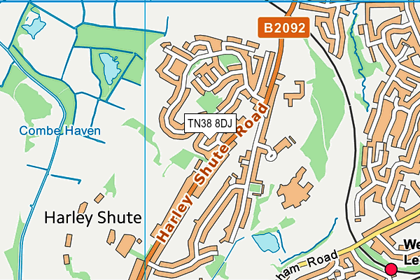 TN38 8DJ map - OS VectorMap District (Ordnance Survey)