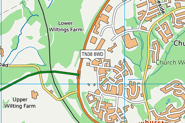 TN38 8WD map - OS VectorMap District (Ordnance Survey)