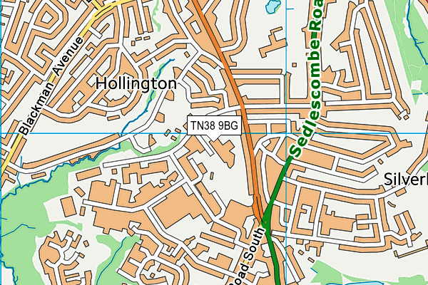 TN38 9BG map - OS VectorMap District (Ordnance Survey)