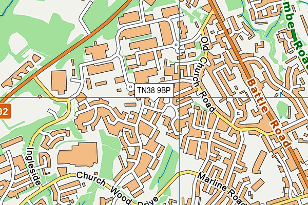 TN38 9BP map - OS VectorMap District (Ordnance Survey)