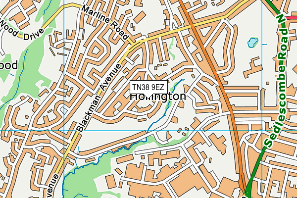 TN38 9EZ map - OS VectorMap District (Ordnance Survey)