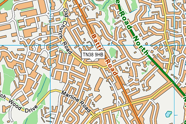 TN38 9HB map - OS VectorMap District (Ordnance Survey)