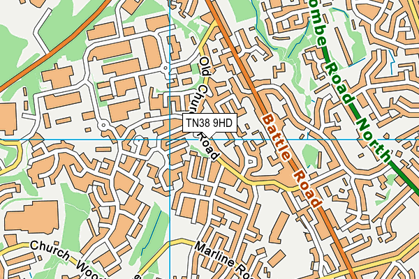 TN38 9HD map - OS VectorMap District (Ordnance Survey)