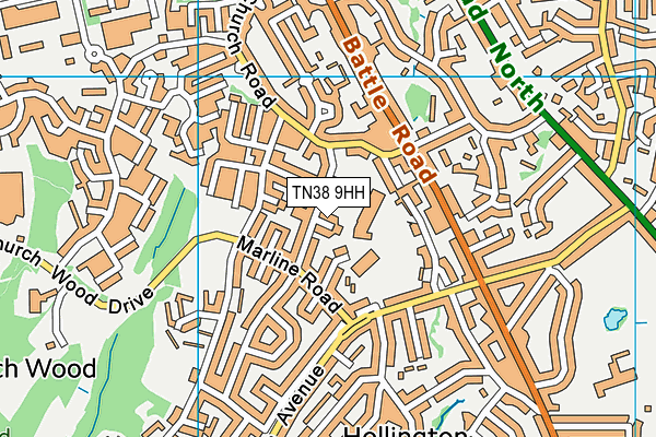 TN38 9HH map - OS VectorMap District (Ordnance Survey)