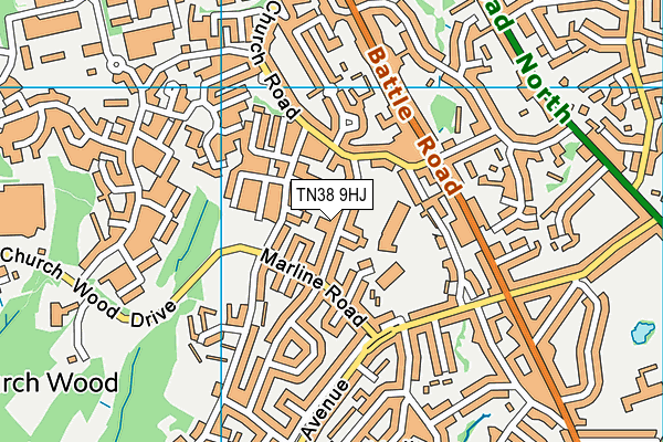 TN38 9HJ map - OS VectorMap District (Ordnance Survey)