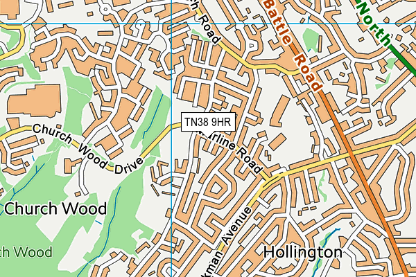 TN38 9HR map - OS VectorMap District (Ordnance Survey)