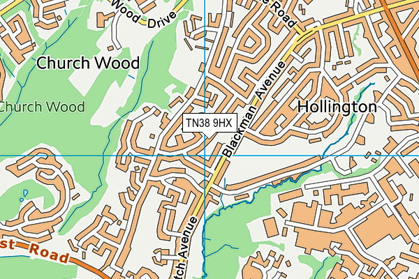 TN38 9HX map - OS VectorMap District (Ordnance Survey)