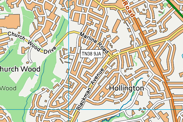 TN38 9JA map - OS VectorMap District (Ordnance Survey)