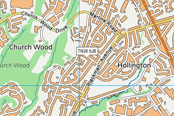 TN38 9JB map - OS VectorMap District (Ordnance Survey)