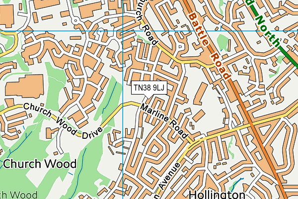 TN38 9LJ map - OS VectorMap District (Ordnance Survey)