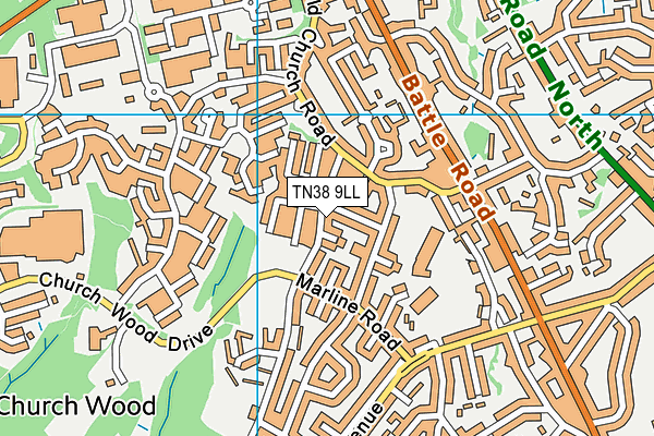 TN38 9LL map - OS VectorMap District (Ordnance Survey)
