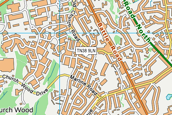 TN38 9LN map - OS VectorMap District (Ordnance Survey)