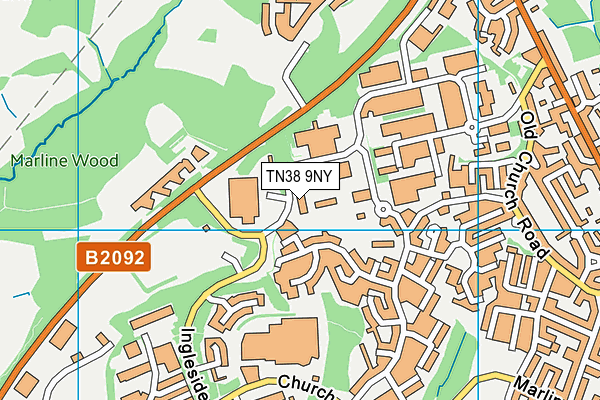 TN38 9NY map - OS VectorMap District (Ordnance Survey)