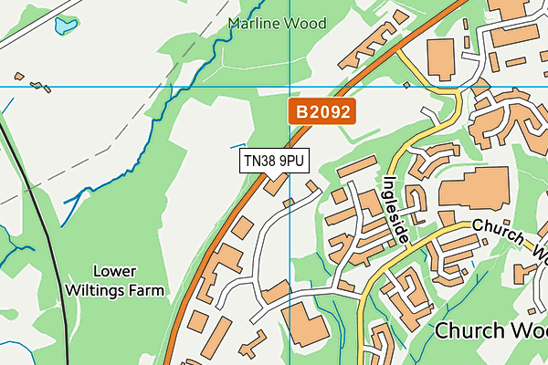 TN38 9PU map - OS VectorMap District (Ordnance Survey)
