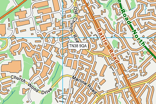 TN38 9QA map - OS VectorMap District (Ordnance Survey)