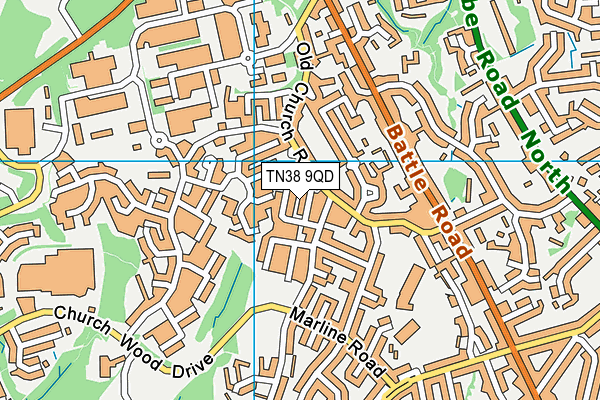 TN38 9QD map - OS VectorMap District (Ordnance Survey)