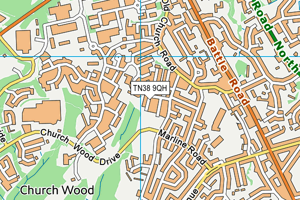 TN38 9QH map - OS VectorMap District (Ordnance Survey)