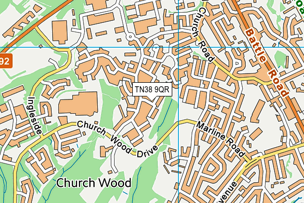 TN38 9QR map - OS VectorMap District (Ordnance Survey)