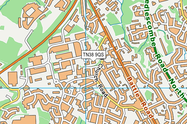TN38 9QS map - OS VectorMap District (Ordnance Survey)
