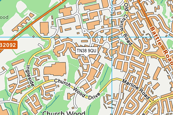 TN38 9QU map - OS VectorMap District (Ordnance Survey)
