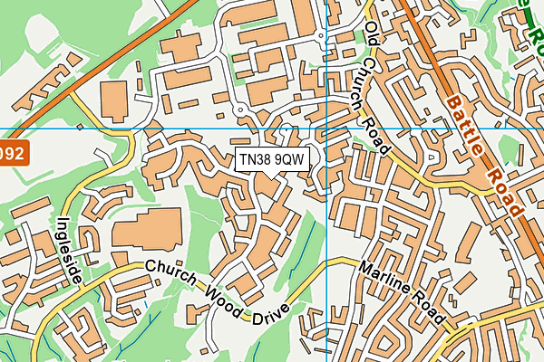 TN38 9QW map - OS VectorMap District (Ordnance Survey)