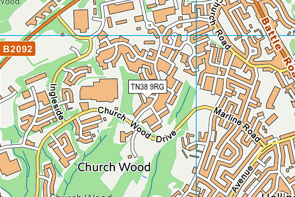 TN38 9RG map - OS VectorMap District (Ordnance Survey)