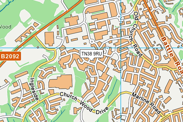 TN38 9RU map - OS VectorMap District (Ordnance Survey)