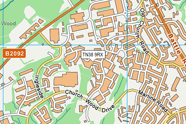 TN38 9RX map - OS VectorMap District (Ordnance Survey)