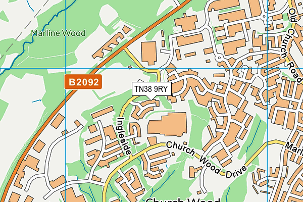 TN38 9RY map - OS VectorMap District (Ordnance Survey)