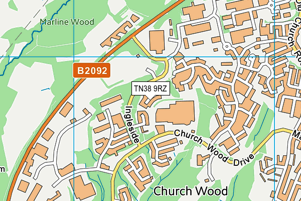 TN38 9RZ map - OS VectorMap District (Ordnance Survey)