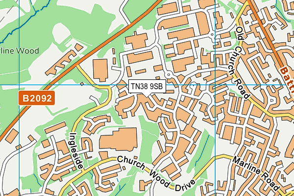 TN38 9SB map - OS VectorMap District (Ordnance Survey)