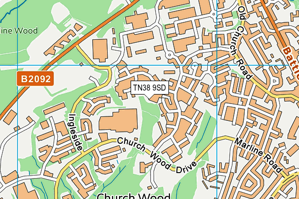 TN38 9SD map - OS VectorMap District (Ordnance Survey)