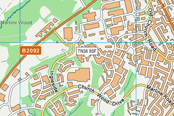 TN38 9SF map - OS VectorMap District (Ordnance Survey)