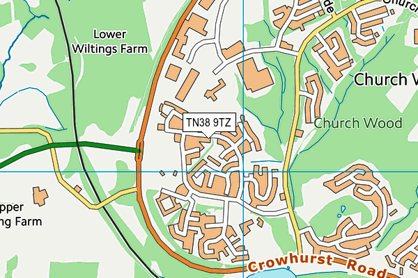 TN38 9TZ map - OS VectorMap District (Ordnance Survey)