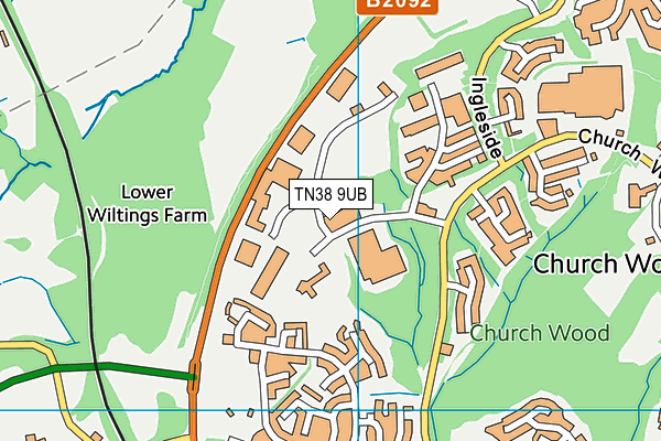 TN38 9UB map - OS VectorMap District (Ordnance Survey)